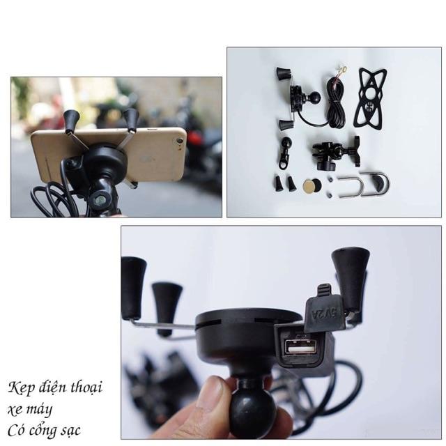 Kẹp điện thoại có cổng sạc pin