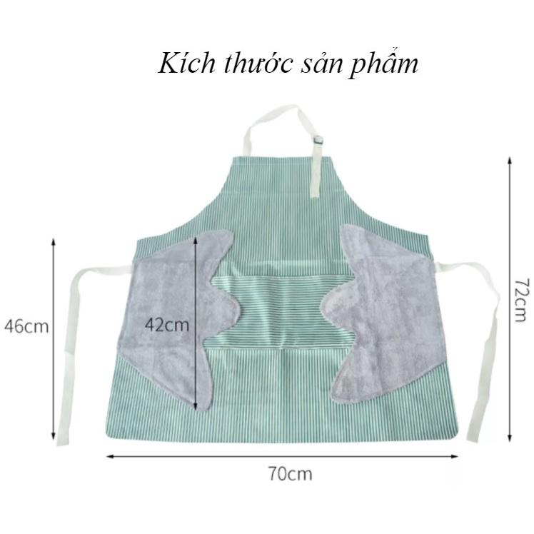 Tạp dề kẻ hoa, CÓ KHĂN LAU TAY BÊN HÔNG, CÓ TÚI ĐỂ ĐIỆN THOẠI, chống thấm nước, Tạp Dề Nấu Ăn ,Học Vẽ Có Lót Tay