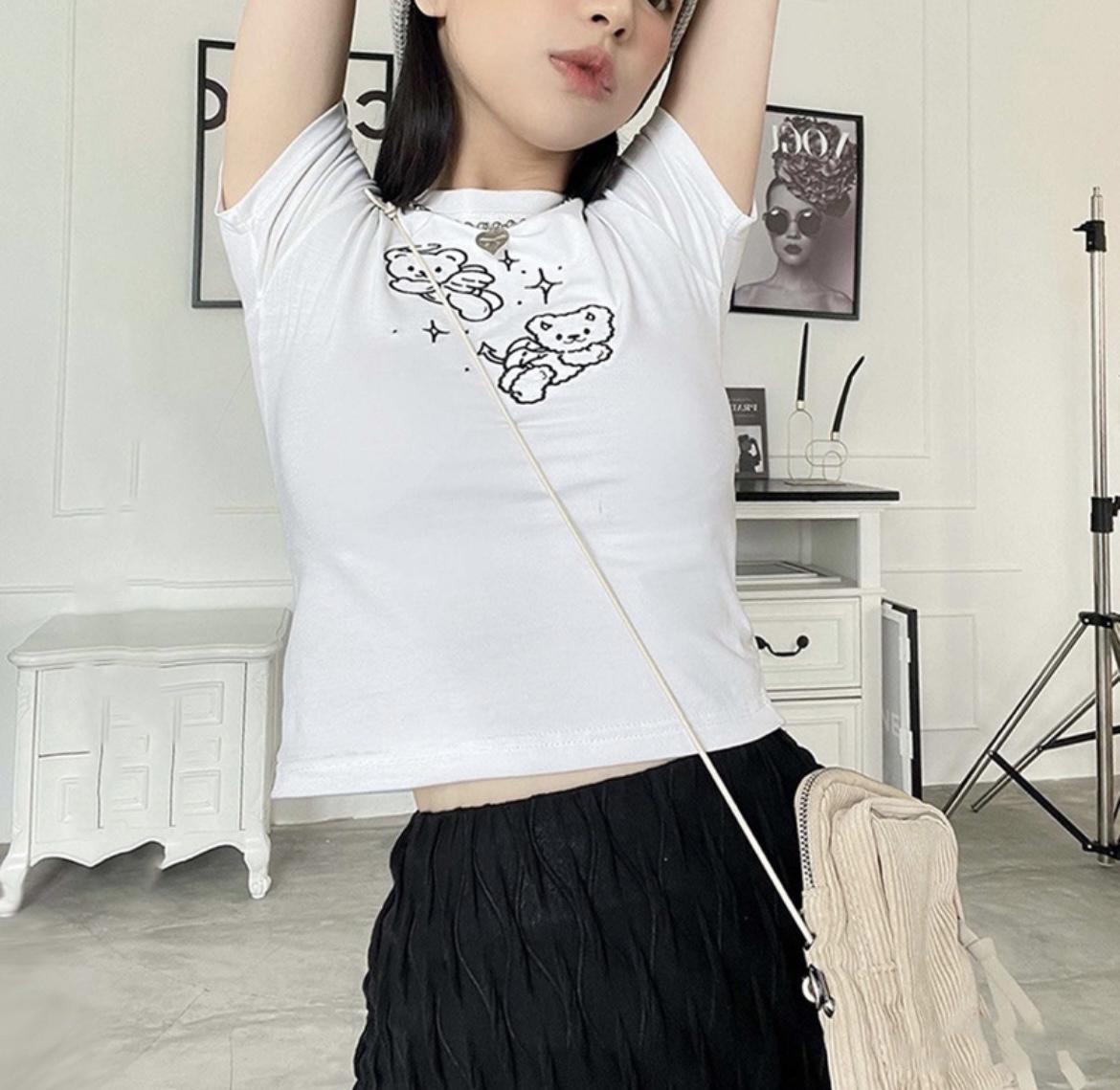 Áo Thun Baby Tee Tay Ngắn 2 Chú Gấu - Leda