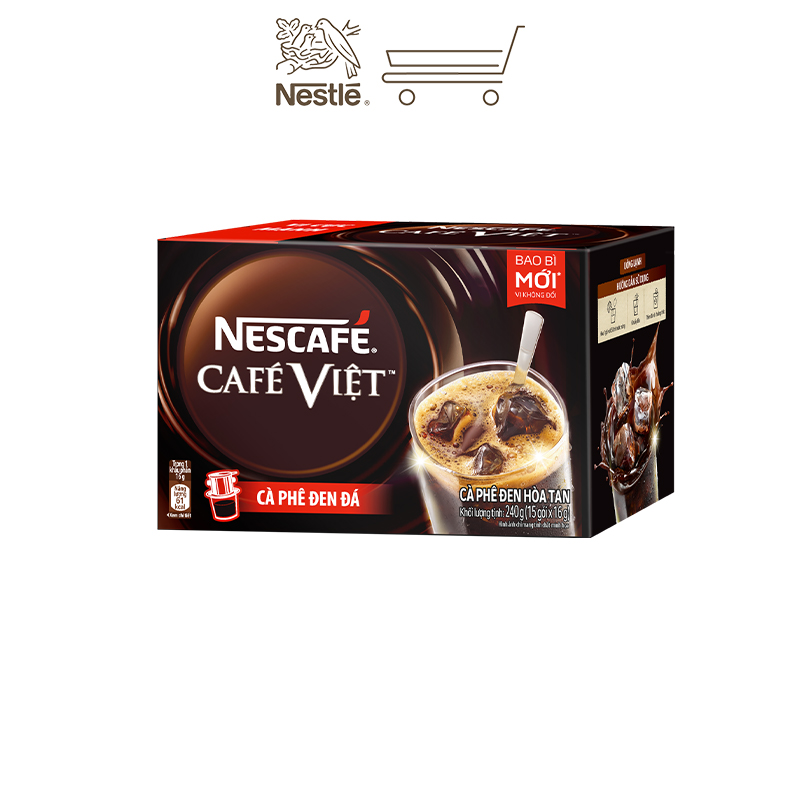 Combo 4 hộp cà phê hòa tan Nescafé café Việt đen đá (Hộp 15 gói x 16g)