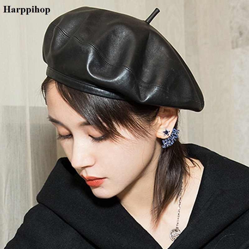 Mũ nồi mũ beret nón beret da Ulzzang cá tính - hàng Quảng Châu có sẵn