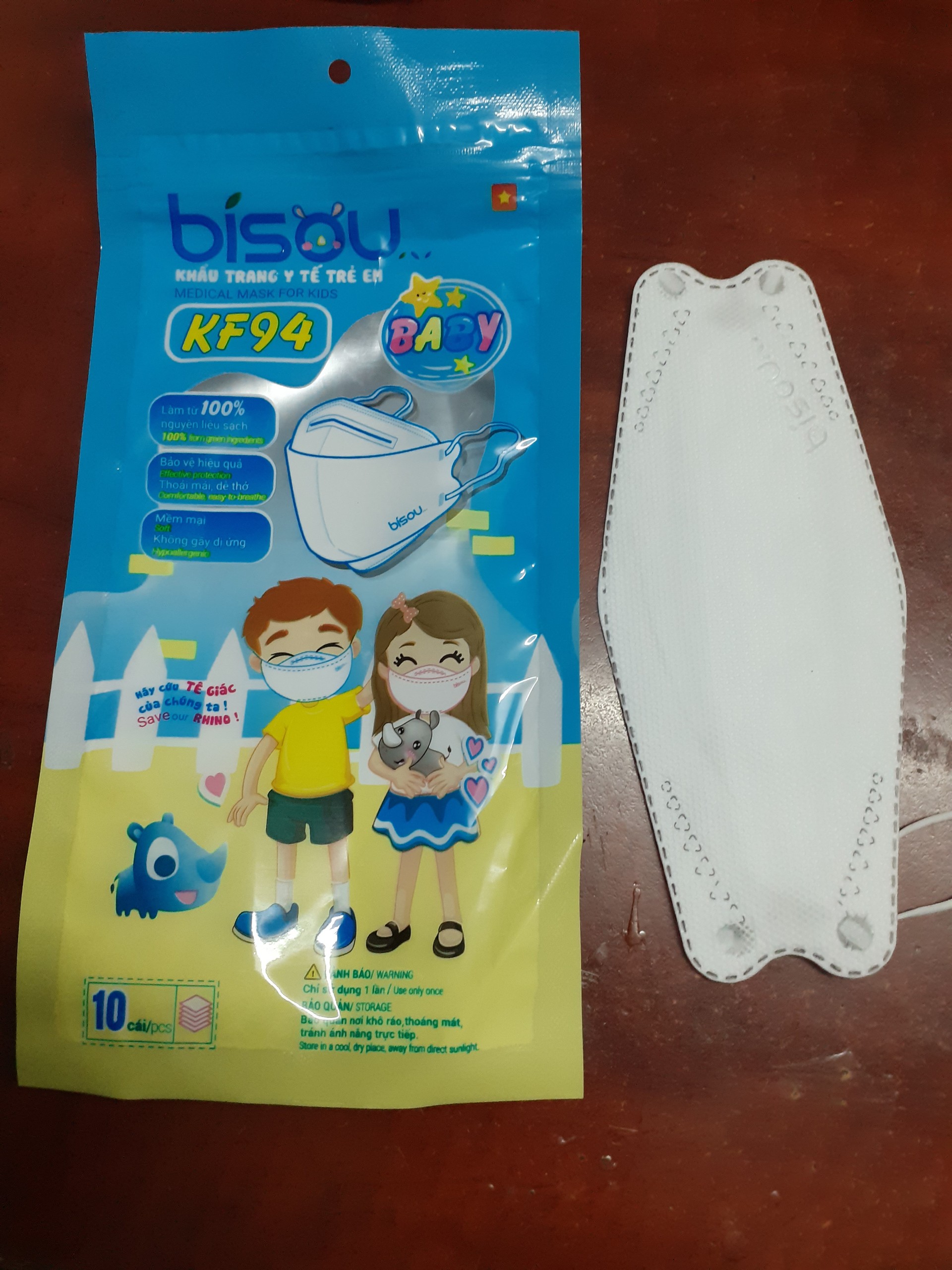 *** Khẩu trang 4D KF 94 – với thông điệp “hãy cứu tê giác của chúng ta” ***