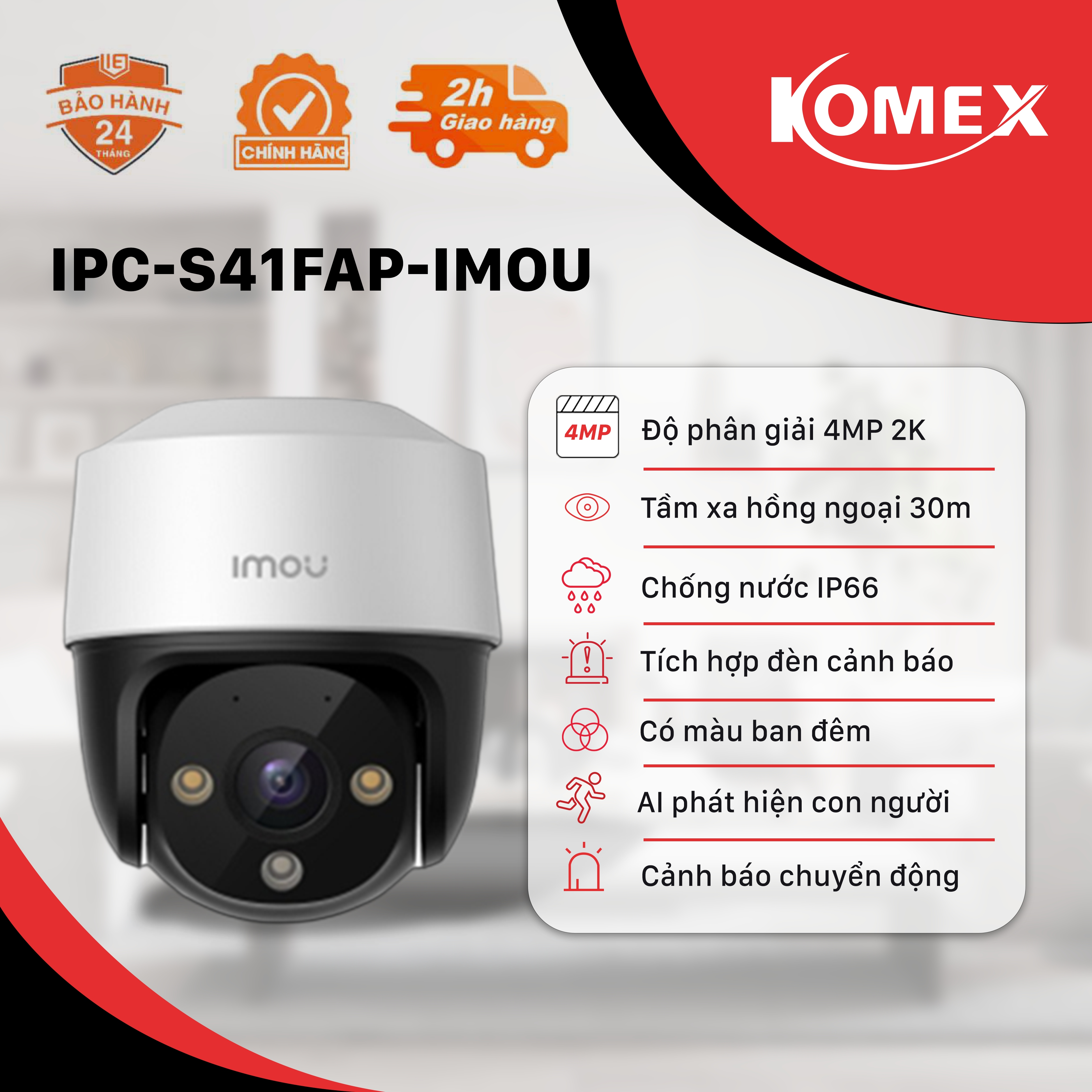 Camera WIFI Ngoài Trời IMOU CRUISER SE IPC - S21FAP/S41FAP - Hàng Chính Hãng