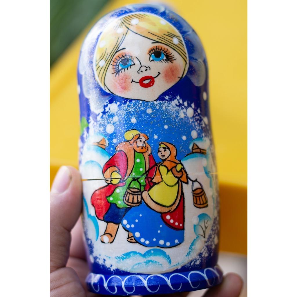 (RẤT DỄ THƯƠNG) BỘ BÚP BÊ NGA MATRYOSHKA 5 LỚP 15CM &quot;LỄ HỘI MÙA ĐÔNG&quot; QUÀ LƯU NIỆM NGA CỰC ĐẸP VÀ ĐỘC ĐÁO GIÁ ƯU ĐÃI