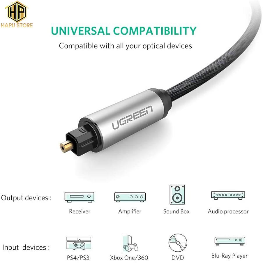 Cáp audio quang (Toslink, Optical) Ugreen 10539 dài 1m vỏ nhôm chính hãng - Hàng Chính Hãng