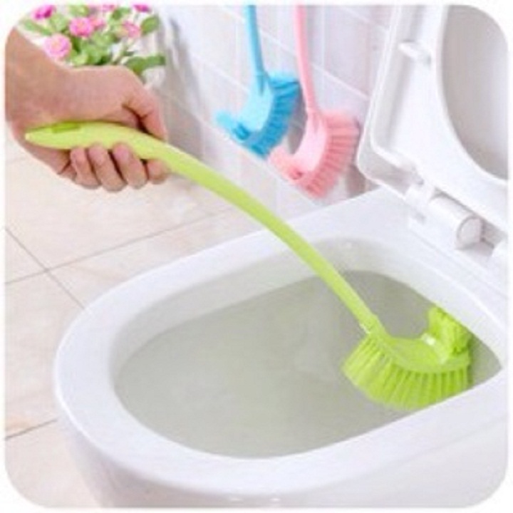 Cọ bồn cầu toilet 2 đầu  cán dài lông chổi mềm bằng nhựa cao cấp