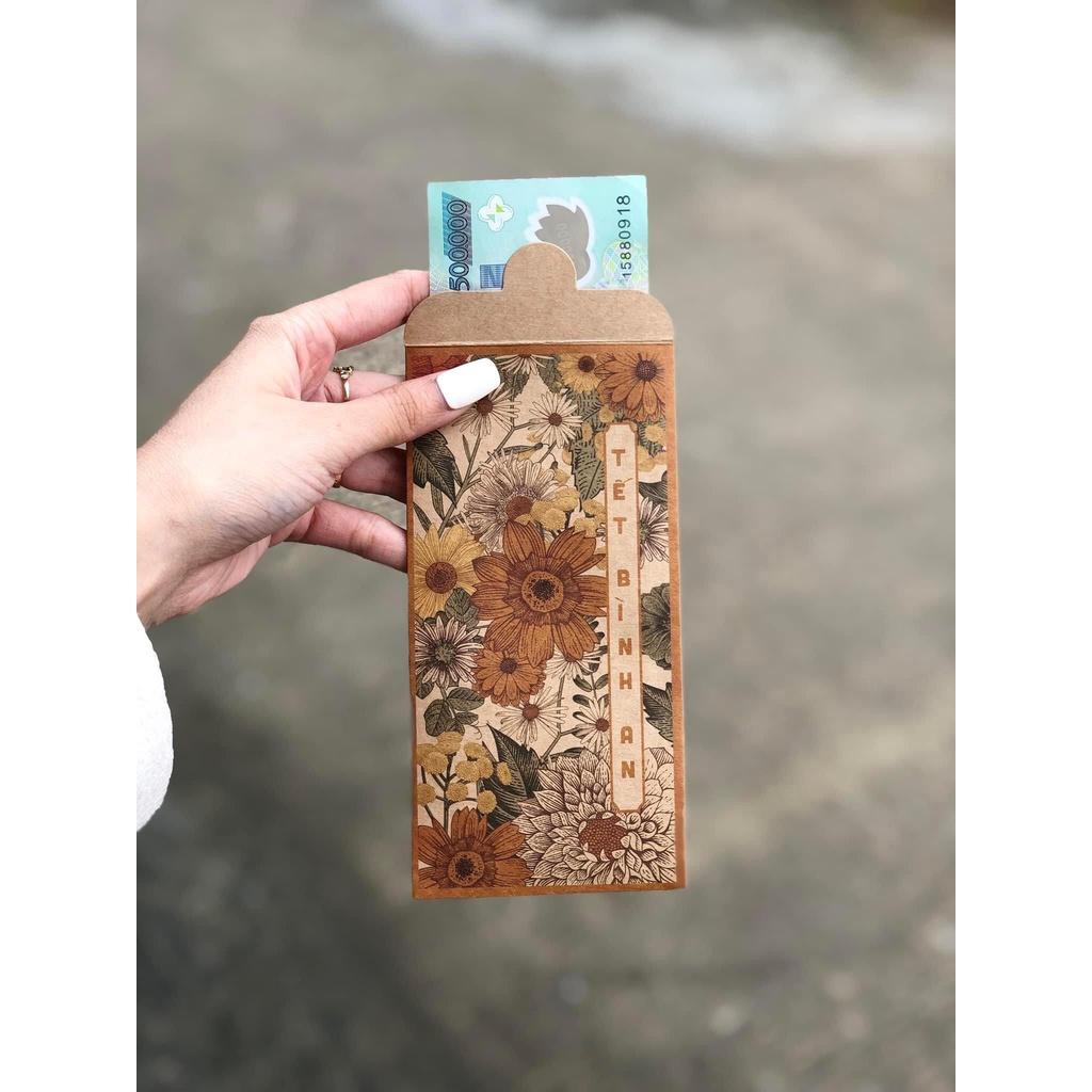 COMBO LÌ XÌ Á ĐÔNG VINTAGE ĐỘC LẠ NEWW 2023 GIẤY KRAFT NHẬT CAO CẤP CÁN MƠ XỊN, SẮC NÉT