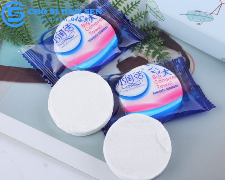 Khăn Tắm Nén. Khăn Du Lịch cotton dùng 1 lần, Khăn Đa Năng Tự Nhiên Thấm Nước Tốt G384-KhanTamNen-Xanh