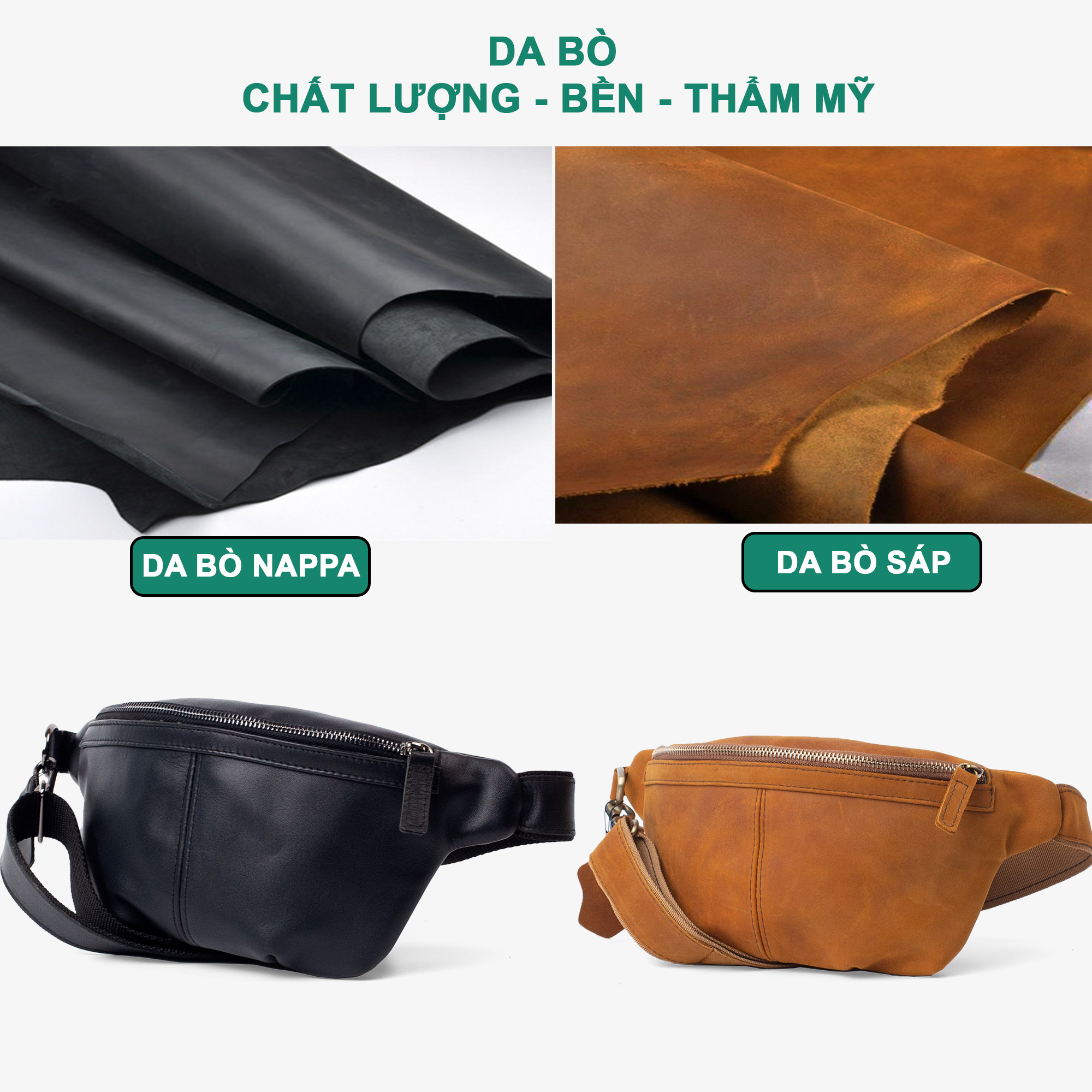 Túi đeo chéo nam, túi bao tử nam Mars Bụi Leather DC109 - Da bò thật cao cấp - Bảo hành 12 tháng