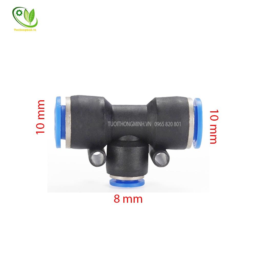 Chia T - LỆCH 10mm ra ống phun sương 8mm