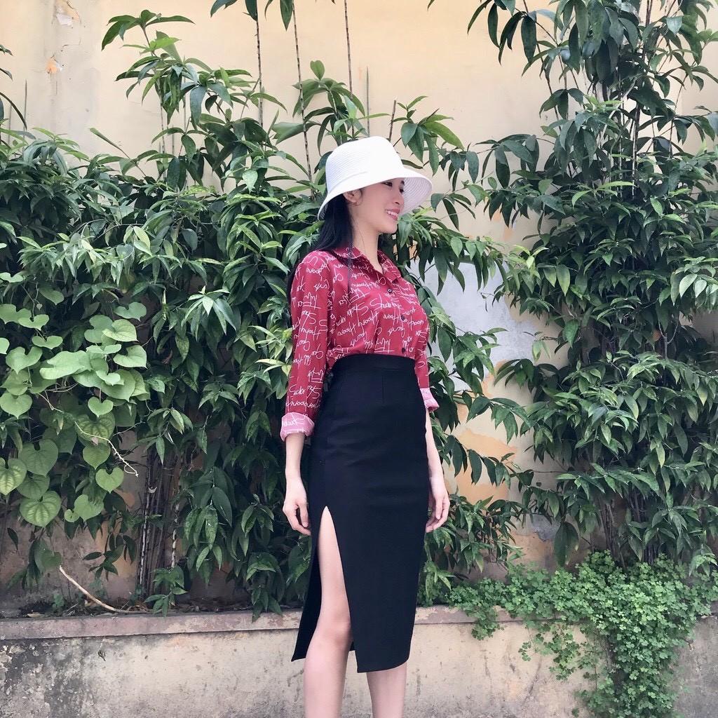 Chân váy bút chì xẻ tà 2 bên, chân váy công sở form ôm body chất vải co giãn màu đen