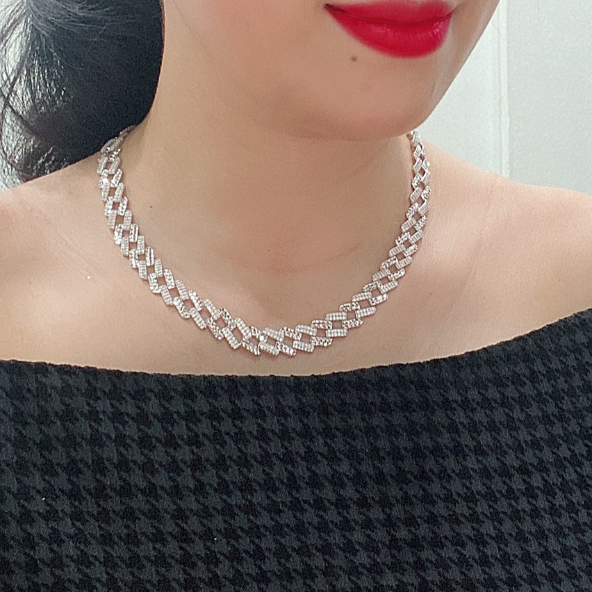 Vòng cổ nữ bạc xi bạch kim - Kiềng cổ sang chảnh