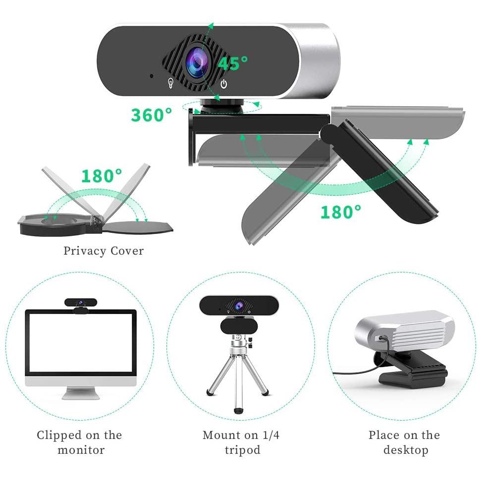 Hd 1080p Webcam, with Microphone, for Streaming Webcam, 360 Rotation Mini USB Camera, for Laptop Game Live Broadcast