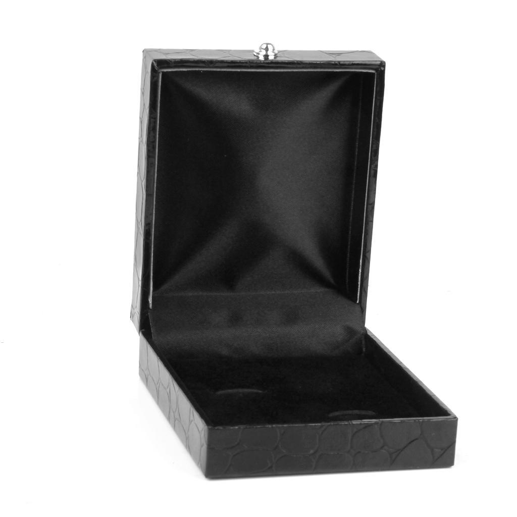 Black Leather Cufflinks Display Case Gift Box Jewelry Organizer Holder