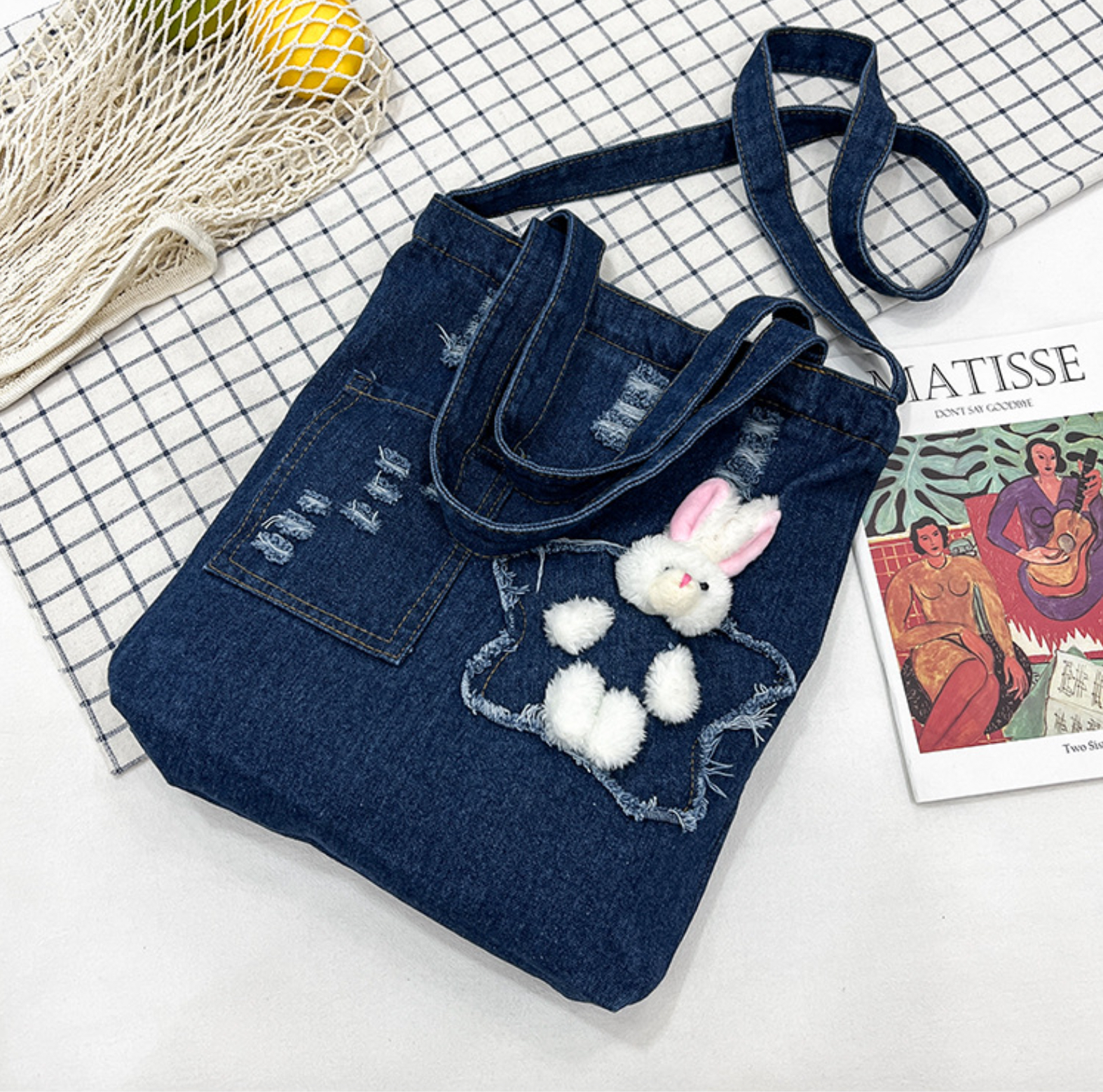 Túi xách túi đeo chéo nữ túi thời trang nữ jeans hot trend cute gấu bông đáng yêu đi học đi chơi đi du lịch