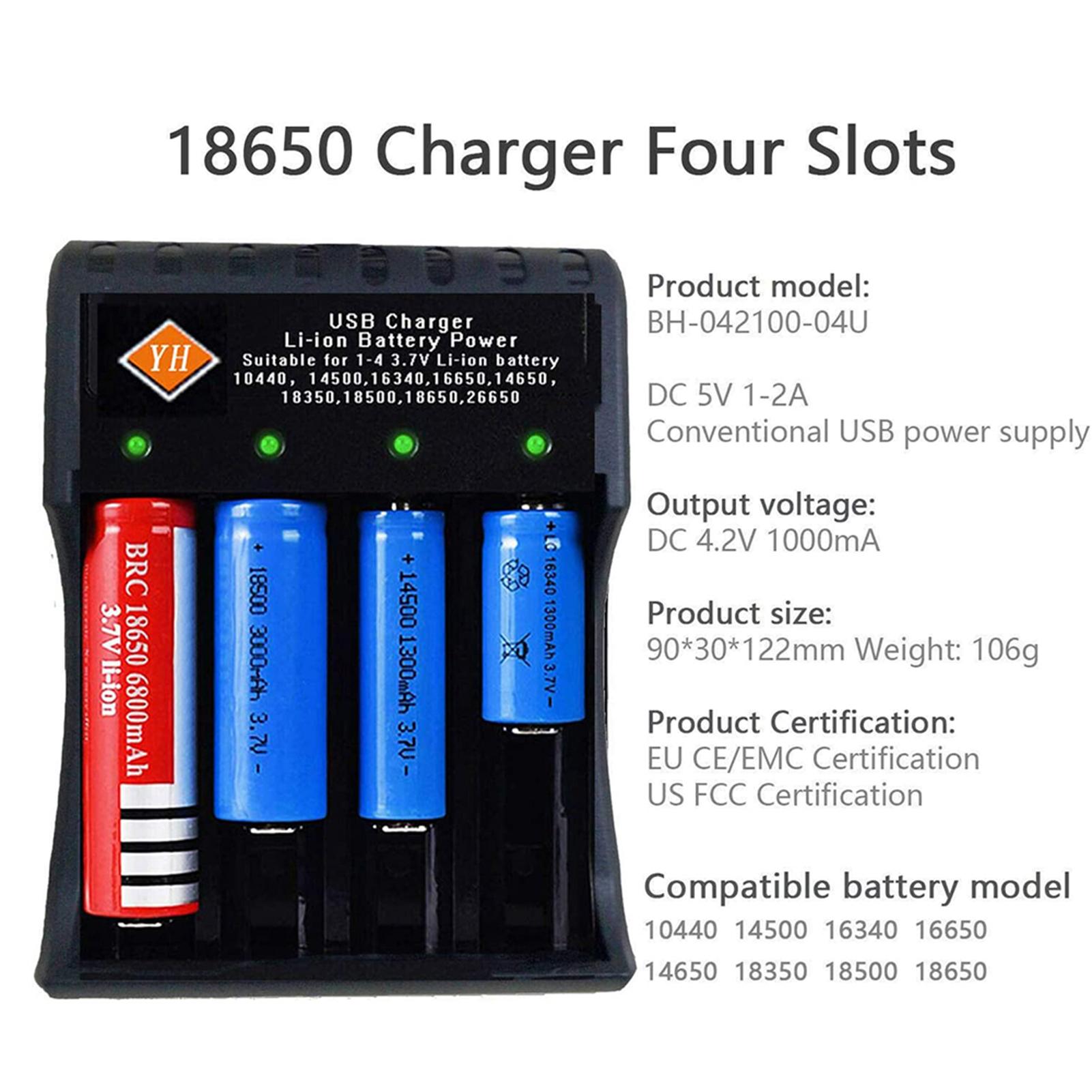 Bộ sạc USB có 4 vị trí cắm để sạc điện cho pin Li-ion 3.7V