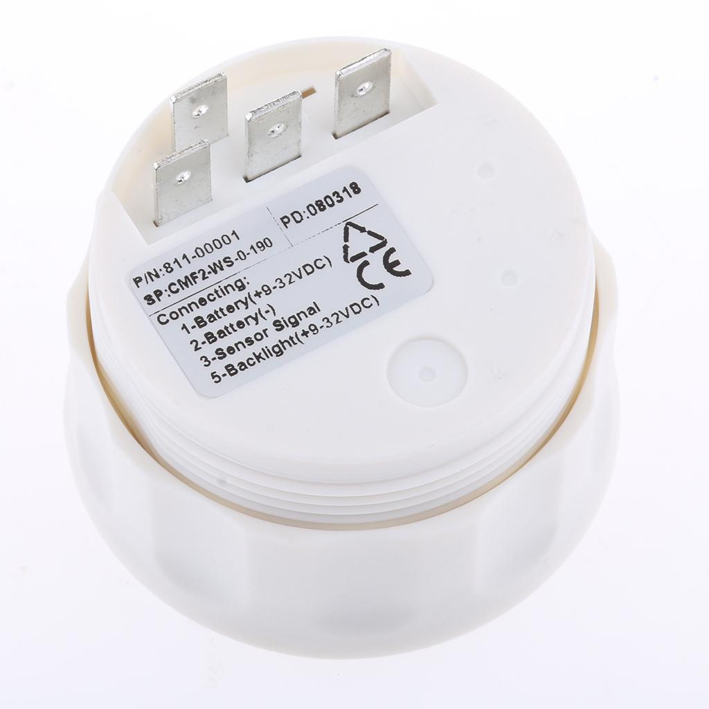 Waterproof Fuel Level Gauge Boat Marine Fuel Tank Level Gauge 52mm White