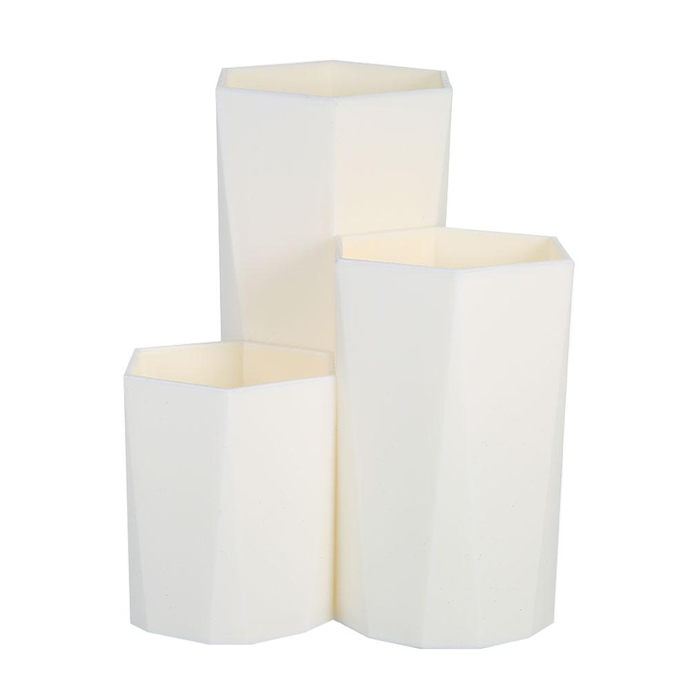Set 3 Hộp Đựng Cọ Trang Diểm Bút Chì Hình Lục Giác Dính Liền