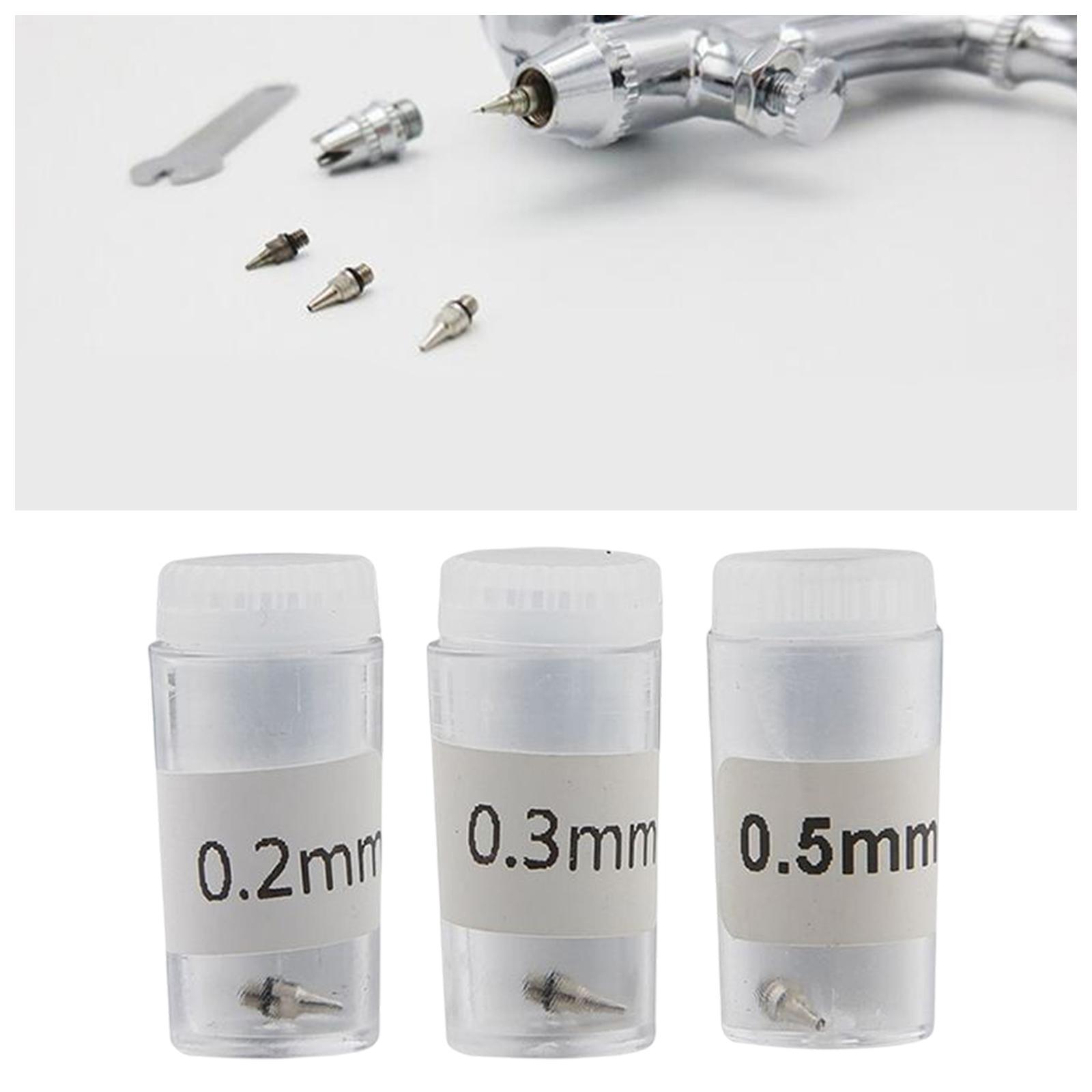 3 Pcs Airbrush Nozzle for Painting Machine for Airbrush 0.2/0.3/0.5mm Professional Airbrush Parts Replacement Parts for Crafting