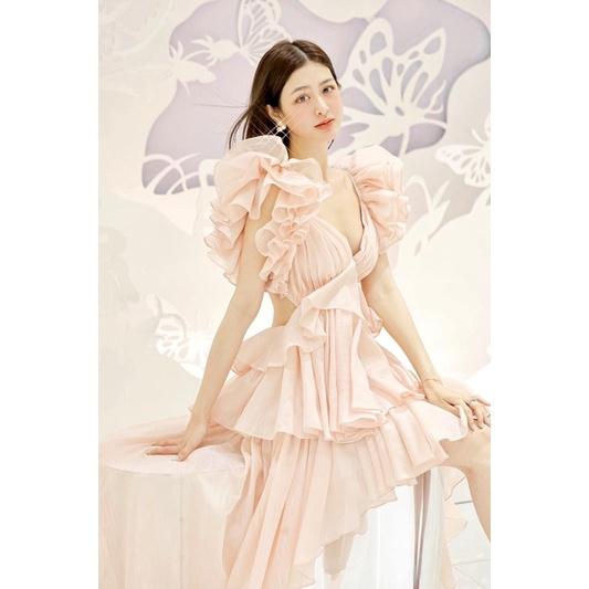 váy maxi cánh tiên nhiều lớp đi tiệc, du lịch phong cách nàng thơ
