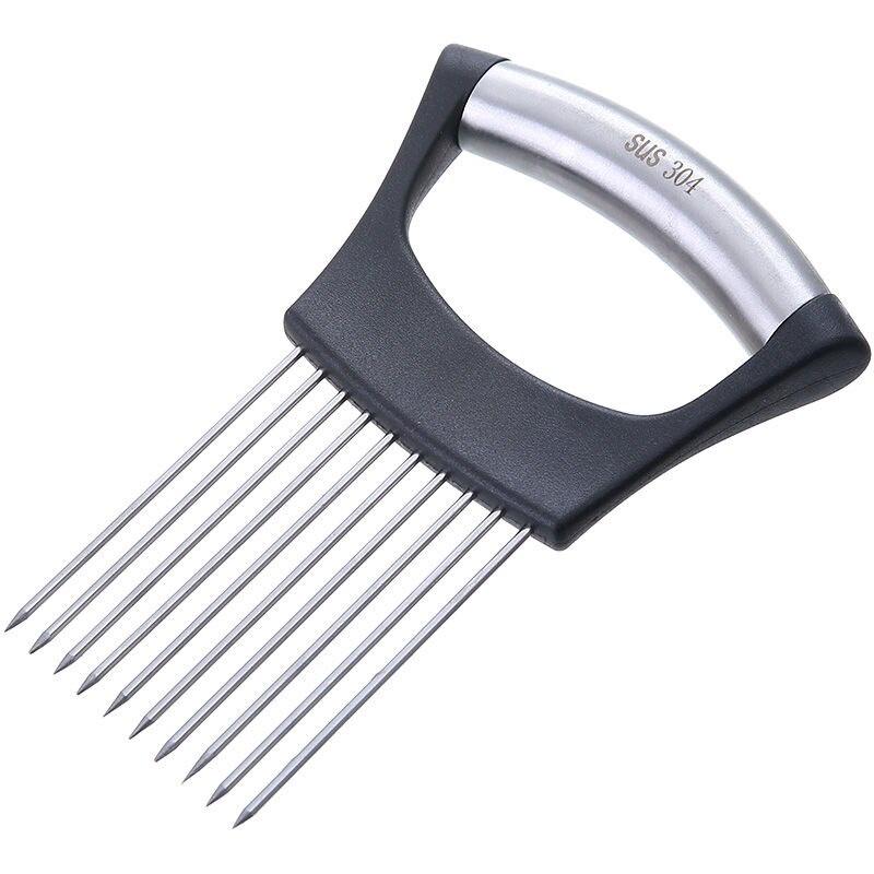Finger Protector Stainless Steel Vegetable Cutting Assistant Fixer Onion Slice Equal Insertion Fish Meat Fixing Fork Protector