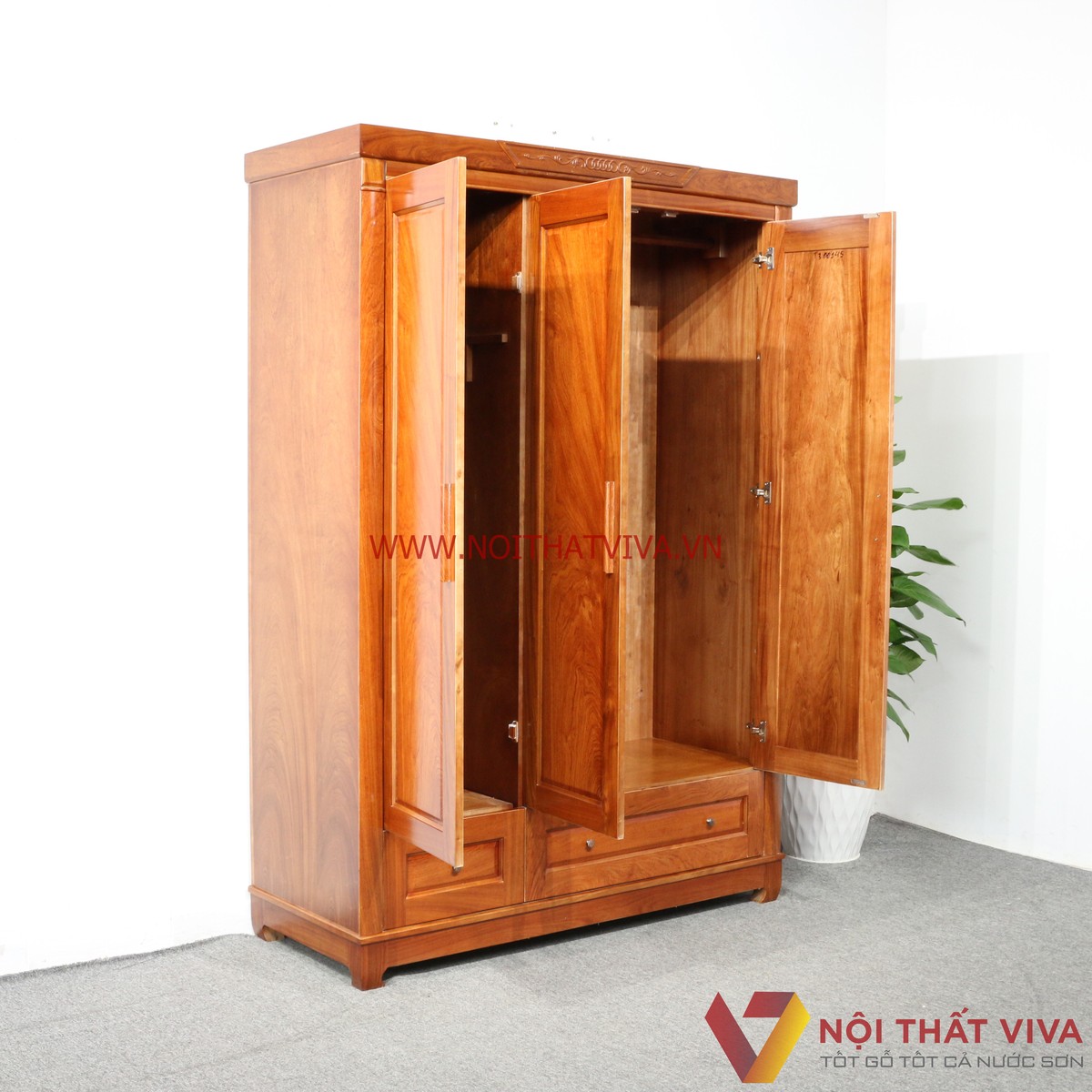 Tủ Áo 3 Cánh Gỗ Hương Đá Cao Cấp Đẹp Giá Rẻ