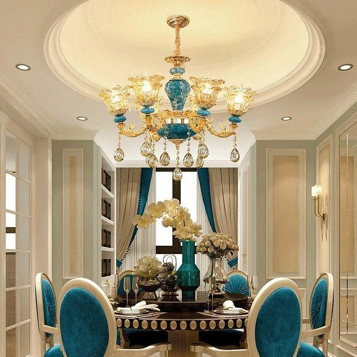 Đèn chùm trang trí ROYA phong cách Châu Âu hiện đại sang trọng loại 8 tay - Tặng kèm bóng LED đầy đủ