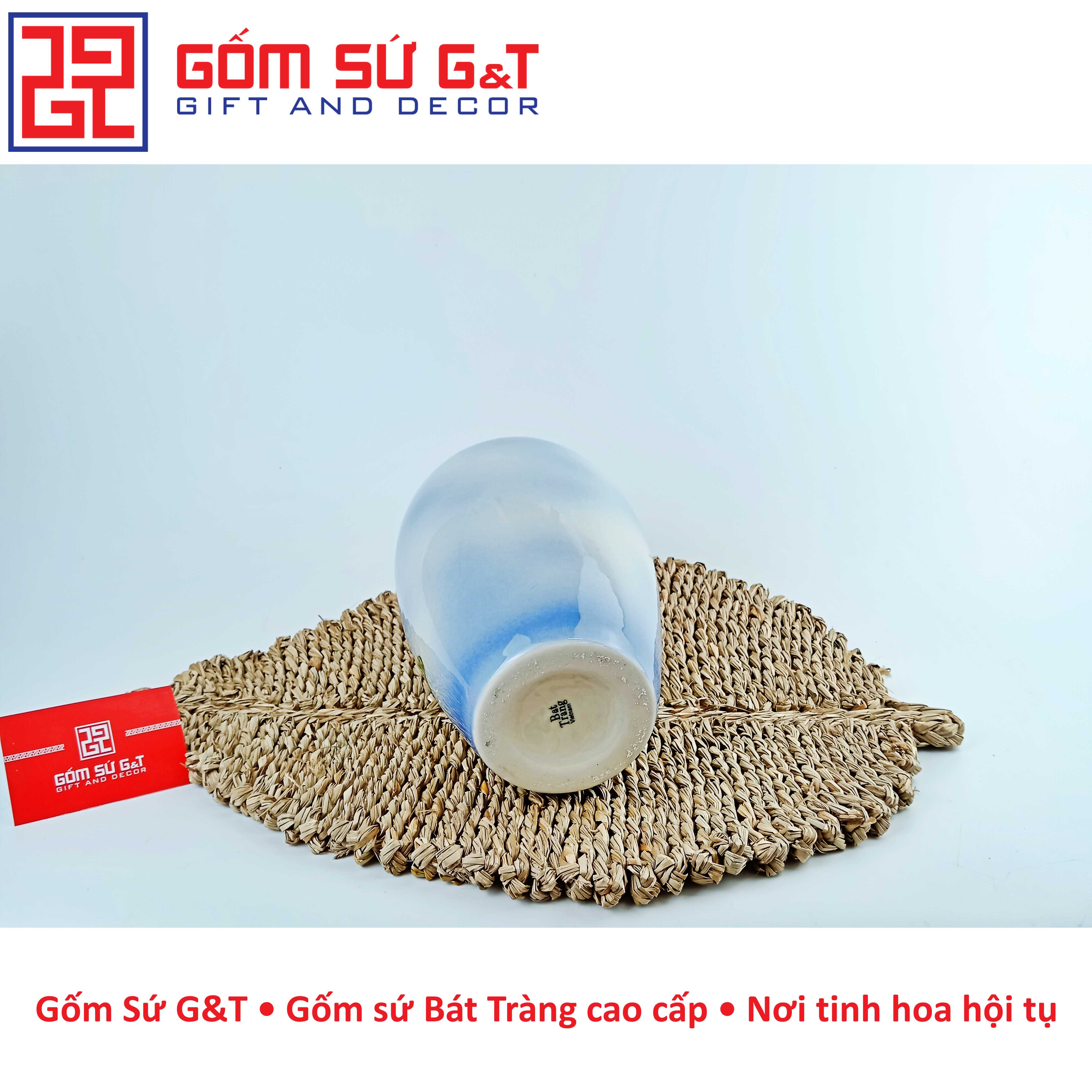 Lọ hoa dáng bom vẽ sen chuồn Gốm Sứ G&amp;T