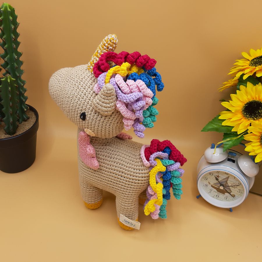 Gấu bông móc len Amigurumi cao cấp - Ngựa Unicorn, đồ chơi nhồi bông hình chú kỳ lân cho bé - SP000285