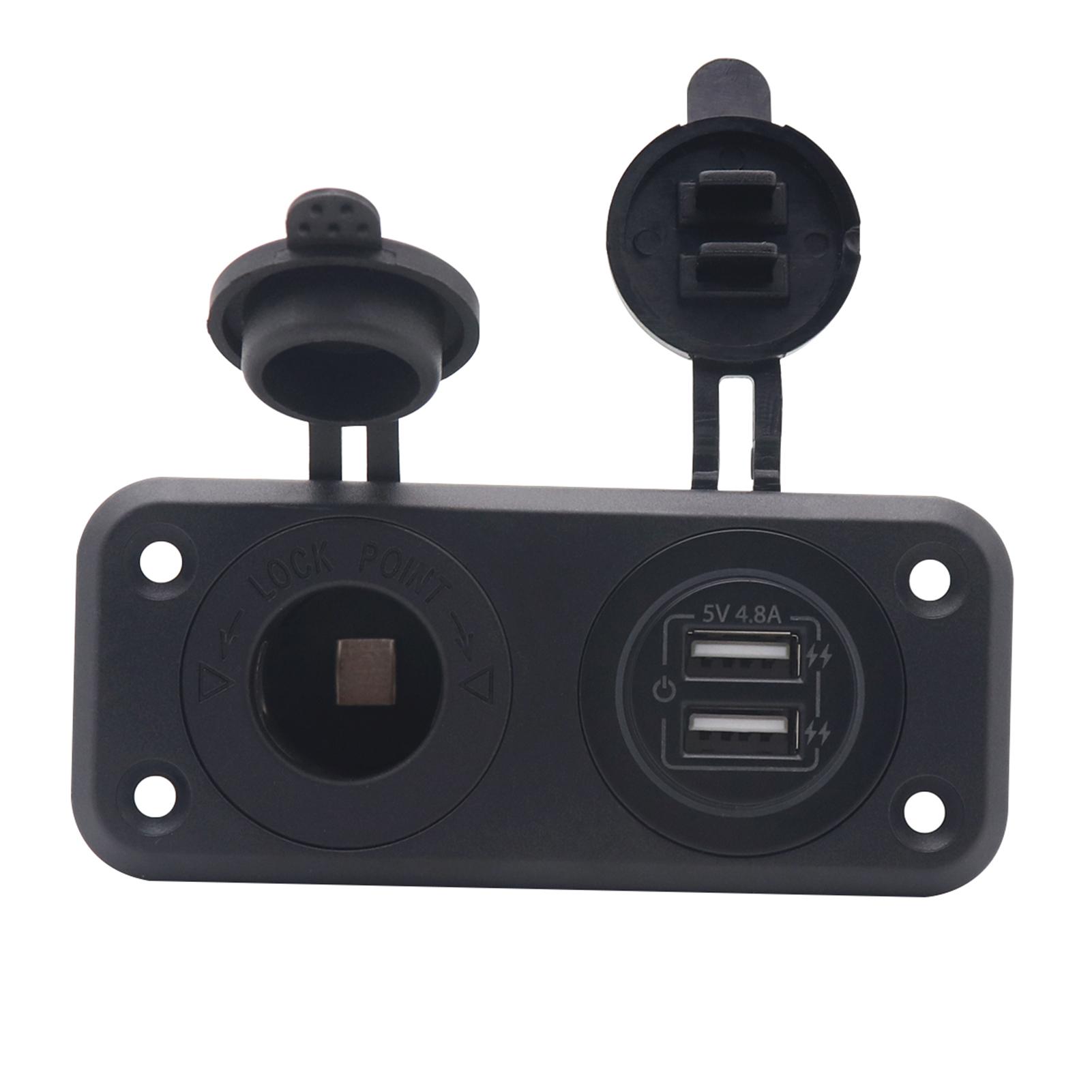 5V 4.8A Dual USB Car Charger Switch Panel 2 Ports Cigarette Lighter Socket 12V 24V Power for Car Truck Marine Boat