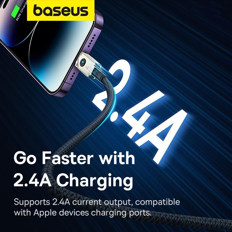 Cáp sạc nhanh, truyền dữ liệu cho Ai-phôn Ba-se-us Unbreakable Series Fast Charging Cable USB to Lai-nin 2.4A - Hàng chính hãng