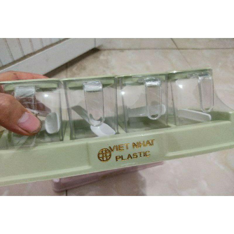 Combo 4 hộp đựng gia vị có đế nhựa Việt Nhật
