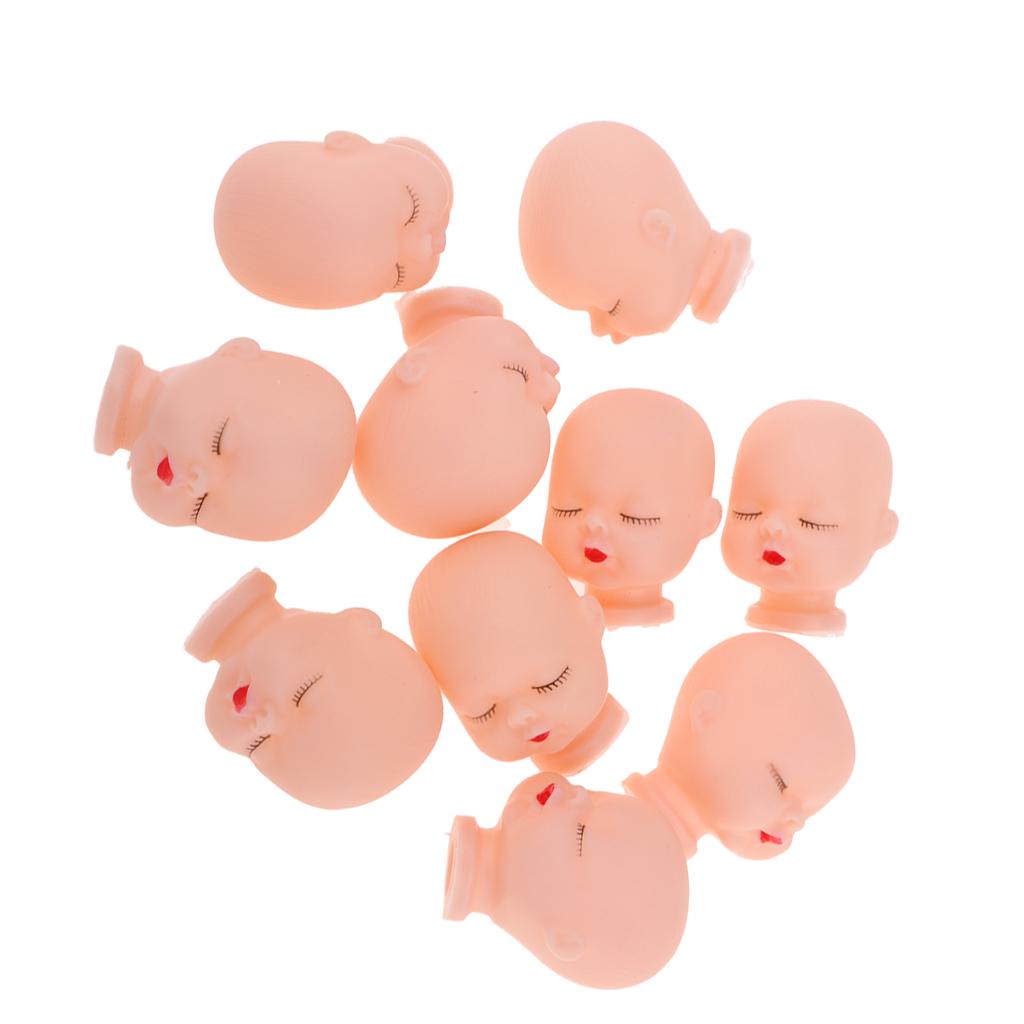 10pcs Lovely Sleeping Baby Head Mold For Mini Keychain Doll Making Accessory
