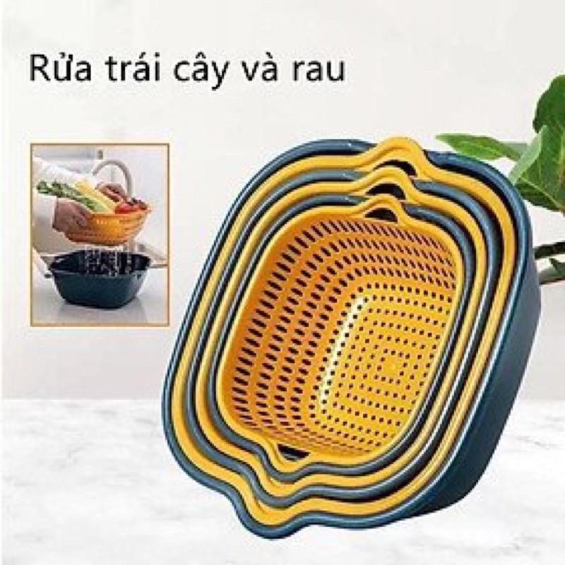 Set 3 Rổ Kèm Chậu 6 Món Đựng Rau Đựng Hoa Quả