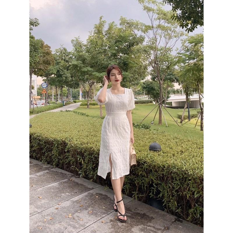 Đầm WH cổ vuông form dài