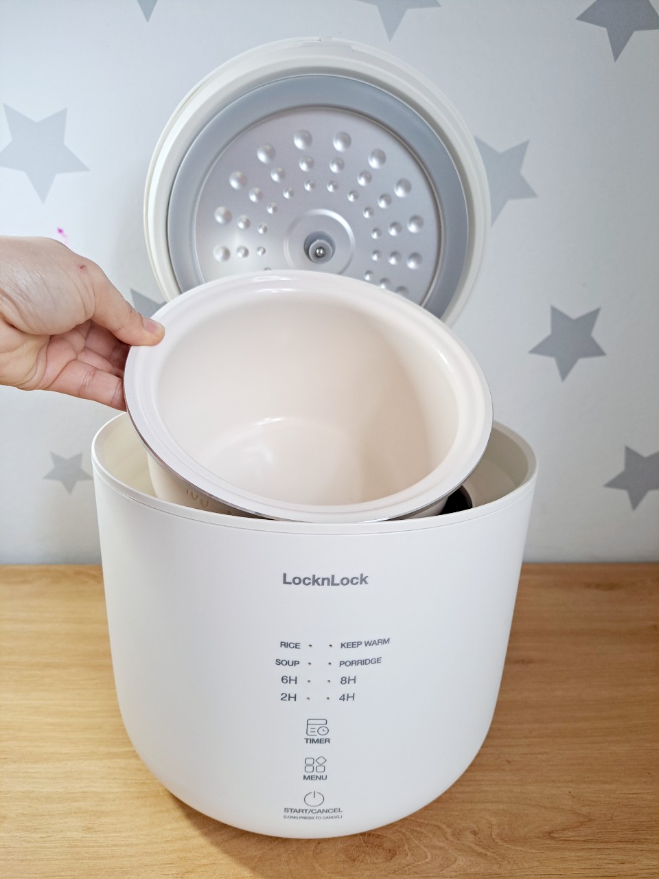 Nồi Cơm Điện Đa Năng Lock&Lock Bianco Donggeurami Rice Cooker 1L - EJR334IVY - Lòng Men Sứ - Hàng Chính Hãng