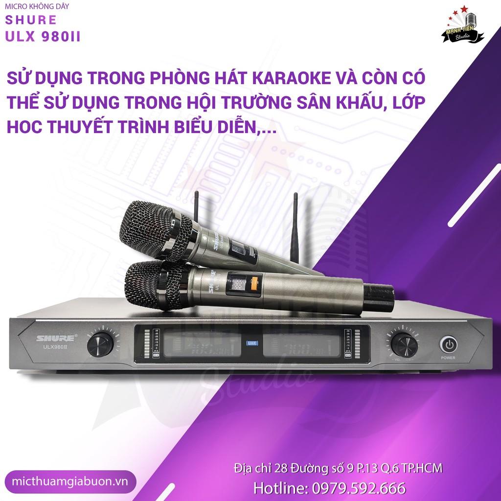 Micro không dây shure ulx980ii bắt sóng xa mạnh mẽ ổn định mic nhé không hú rít độ nhạy thích hợp quán bar, hội trường..