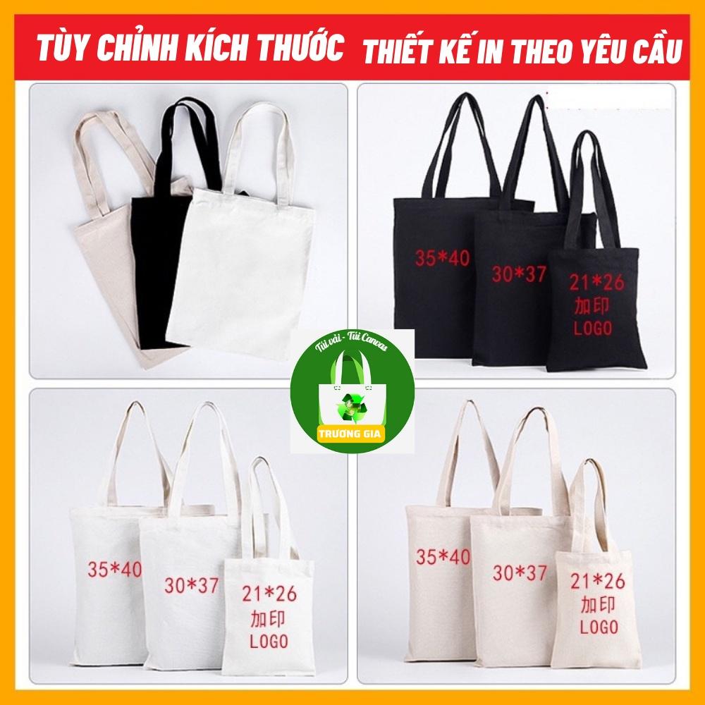 Túi vải Canvas trơn Trương Gia không khóa kéo Kích thước Cao 33cmx Rộng 26cm - Màu đen