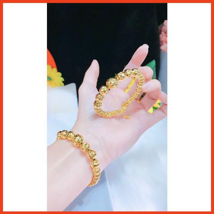 Lắc Tay Đá Tròn - Lắc Tay Đá Tròn Xi Vàng Cao cấp Bền Màu