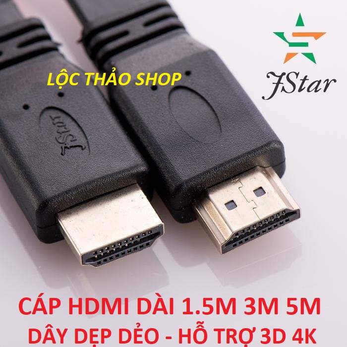 Cáp HDMI dài 1.5M 3M 5M JSTAR dây dẹp dây tròn Hỗ trợ 3D 4K