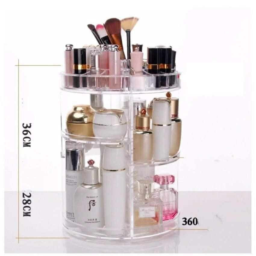 Kệ mỹ phẩm xoay 360 độ trong suốt loại LỚN cao 35cm