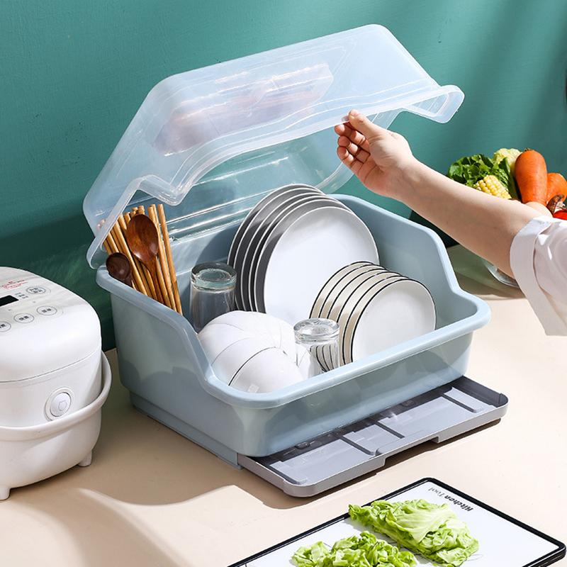 Nhà Bếp Món Ăn Phơi Bộ Đồ Ăn Lưu Trữ Giá Đỡ Có Nắp Điện Bát Di Động Đồ Ăn Tiện Dụng Nhà Tổ Chức Nhà Tổ Chức