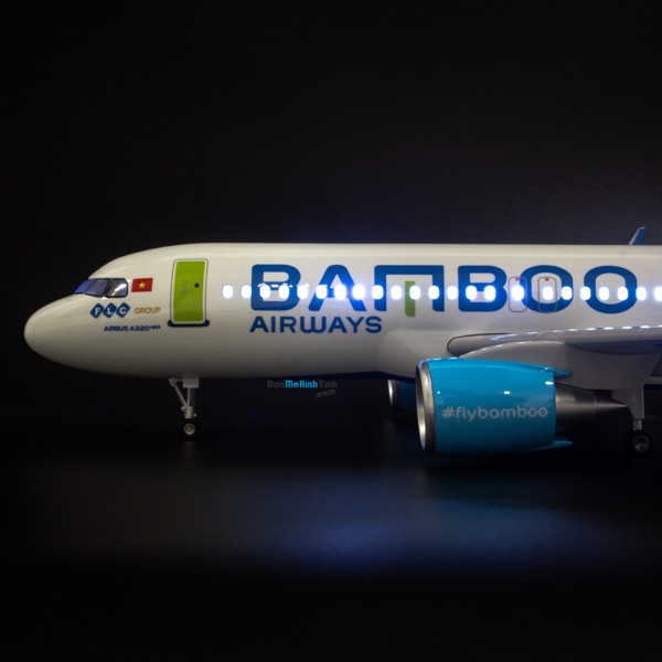 Mô hình máy bay Bamboo Airways Airbus A320 lắp ráp có đèn 47cm MBMH46