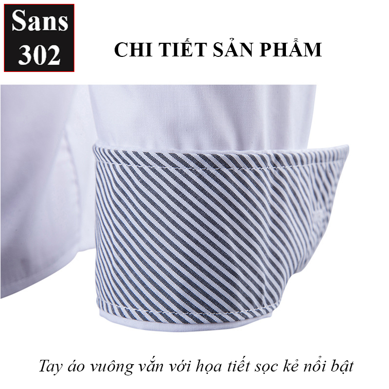 Áo sơ mi nam họa tiết tay dài Sans302 thời trang phong cách trẻ trung hàn quốc trắng đen cao cấp