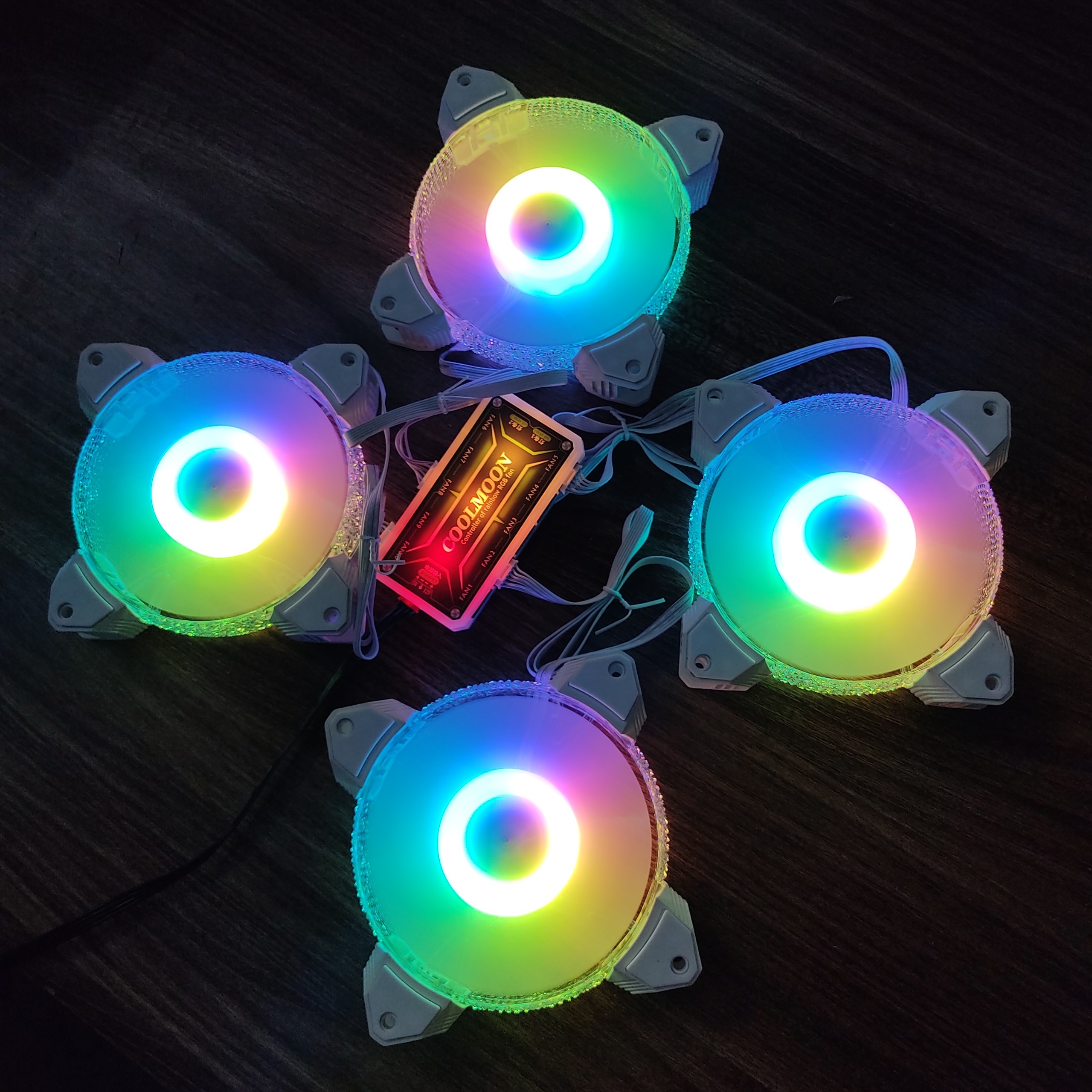 4 quạt tản nhiệt máy tính, Fan Led, Fan case RGB đồng bộ màu Hub, Phiên bản Diamond