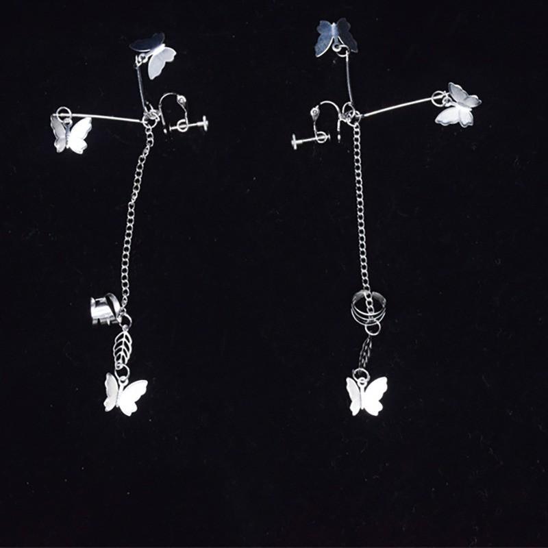 Bông tai hợp kim dáng dài trang trí tua rua hình bướm thời trang cho nữ
