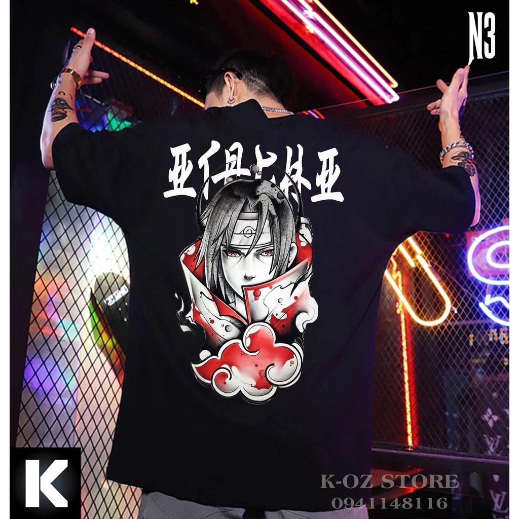 ÁO THUN UNISEX NAM NỮ naruto chữ tàu mấy đỏ trắng