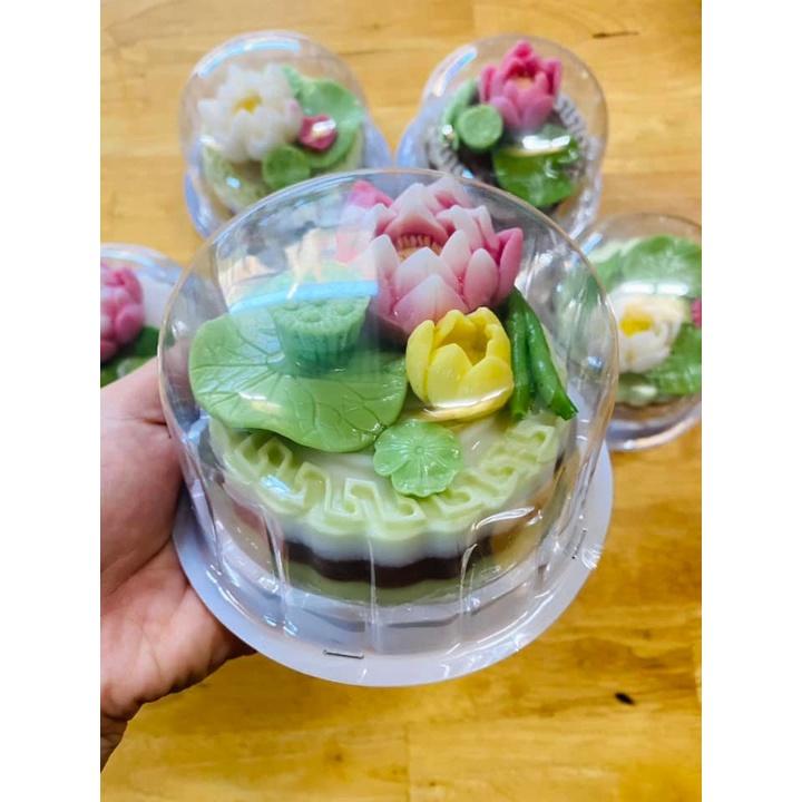 100 Hộp H15 Bầu đựng bánh rau câu hoa nổi - phú sỉ - xôi khuôn 10cm