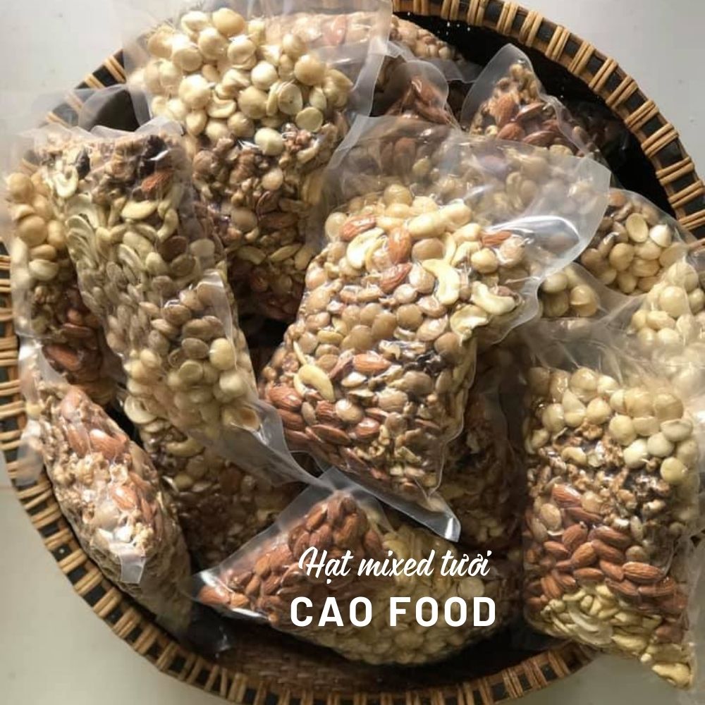 Hạt mixed tươi 5 loại hạt dinh dưỡng cao cấp dùng nấu sữa, cháo, ngũ cốc: macca, óc chó, hạnh nhân, hạt điều, hạt bí xanh