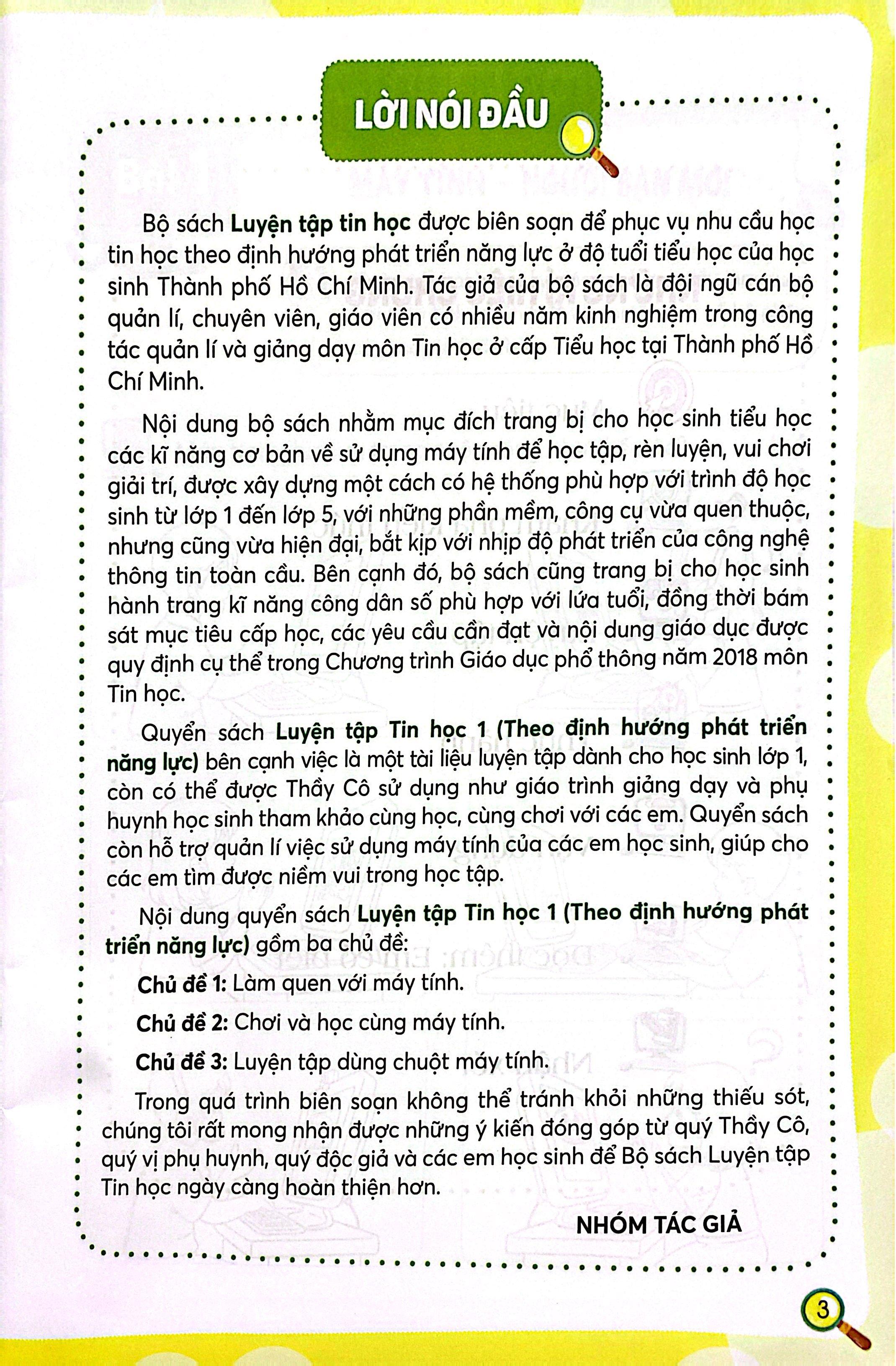 Sách - Luyện Tập Tin Học Lớp 1 (Theo Định Hướng Phát Triển Năng Lực)